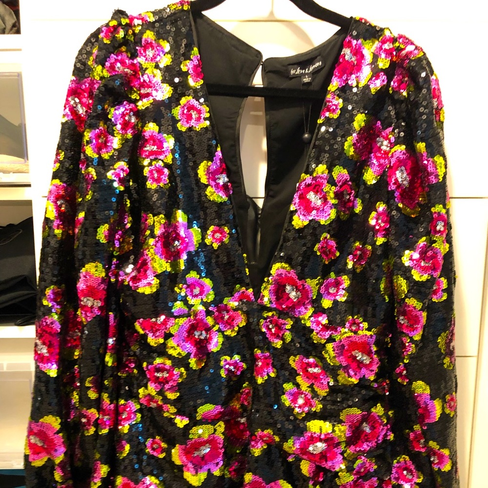 For Love & Lemons Floral Sequin Mini Dress
